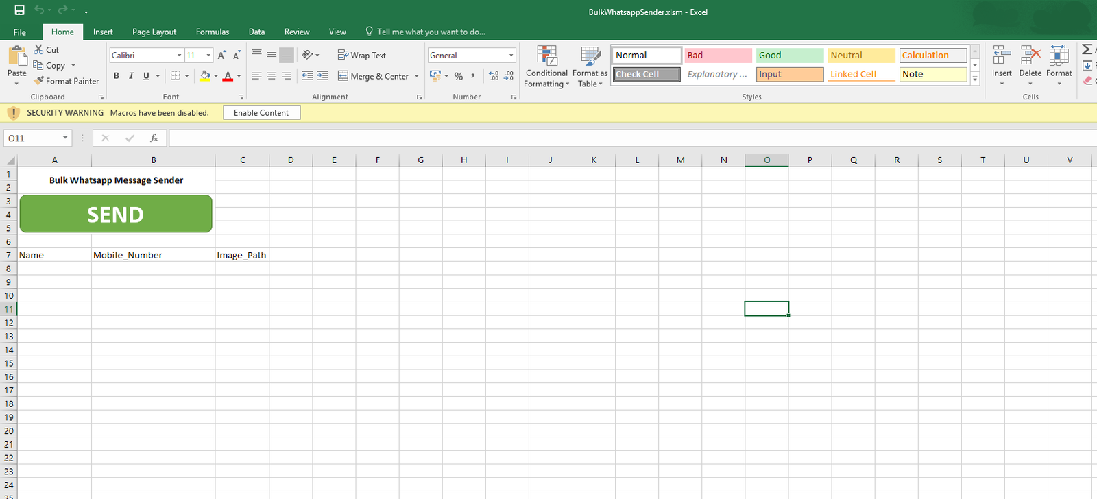 Bulk WhatsApp sender Excel tool